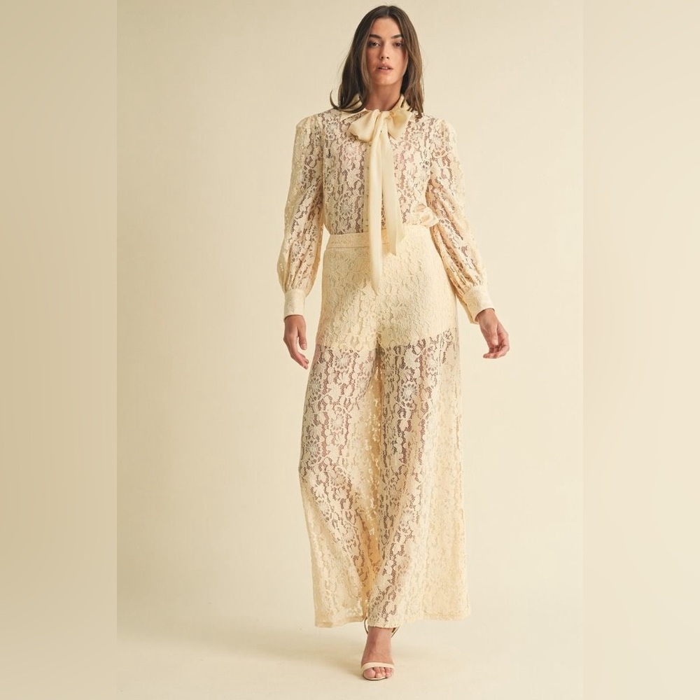 Wide Leg Lace Trouser Pants - EB Luxe